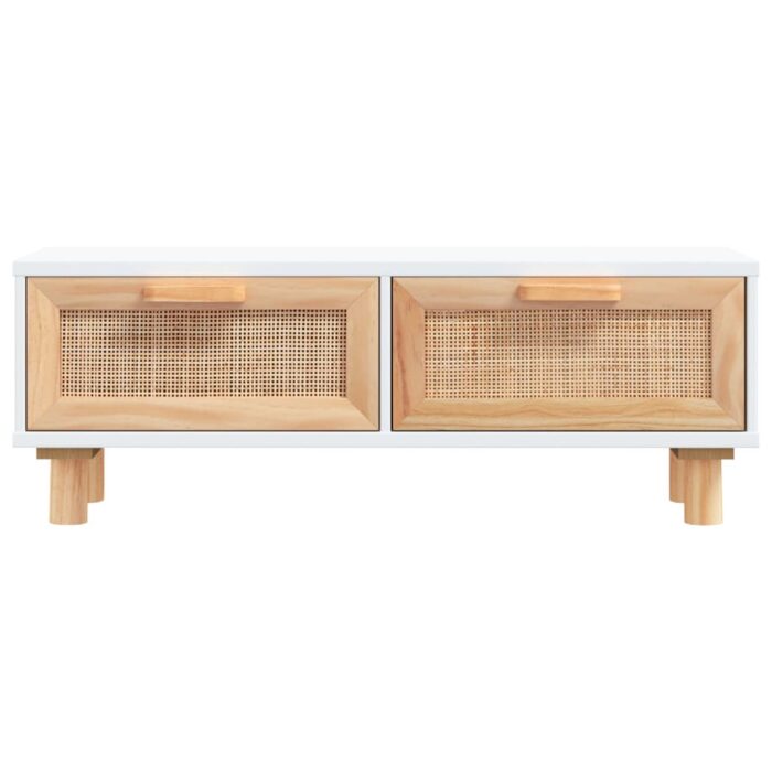 Table basse Blanc 80x40x30 cm Bois d'ingénierie et pin massif – Image 2
