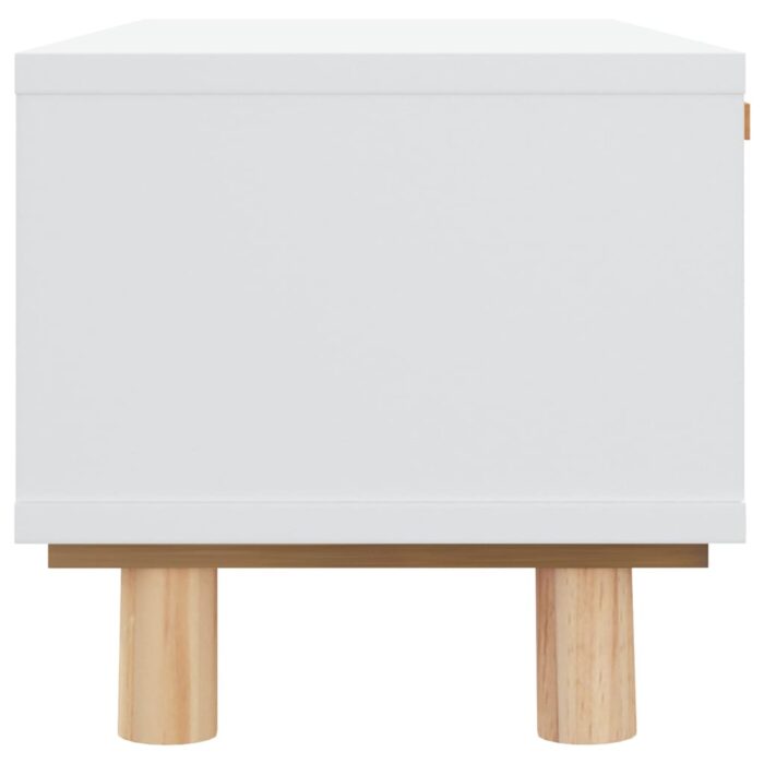 Table basse Blanc 80x40x30 cm Bois d'ingénierie et pin massif – Image 3