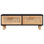 Table basse Noir 80x40x30 cm Bois d'ingénierie et pin massif – Image 2