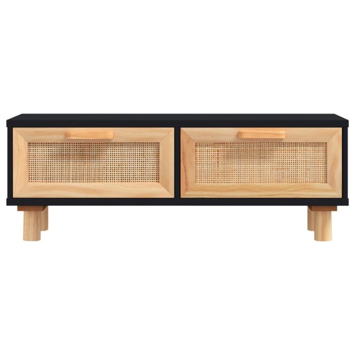 Table basse Noir 80x40x30 cm Bois d'ingénierie et pin massif – Image 2