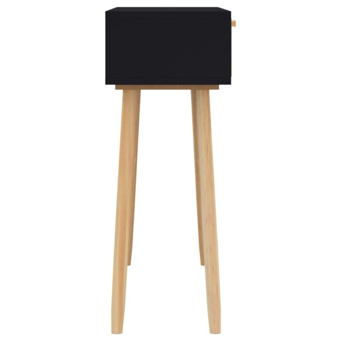 Table console Noir 80x30x75 cm Bois massif pin /rotin naturel – Image 3