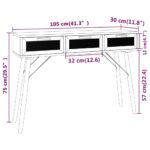 Table console Blanc 105x30x75 cm Bois massif pin /rotin naturel – Image 4