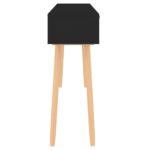 Table console Noir 105x30x75 cm Bois massif pin /rotin naturel – Image 2