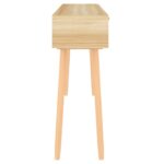 Table console Marron 105x30x75cm Bois massif pin /rotin naturel – Image 2