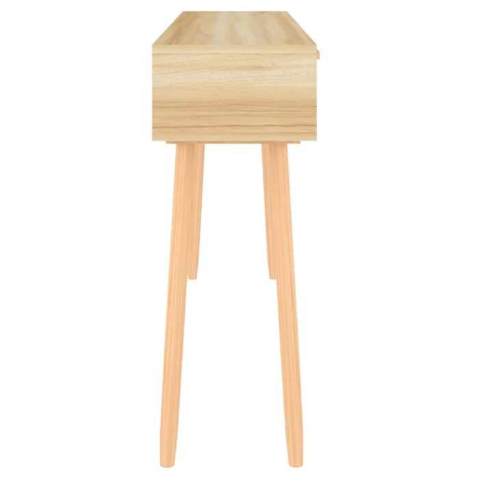 Table console Marron 105x30x75cm Bois massif pin /rotin naturel – Image 2
