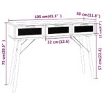 Table console Marron 105x30x75cm Bois massif pin /rotin naturel – Image 6