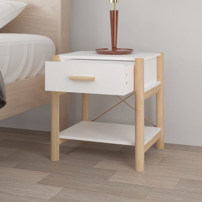 Tables de chevet 2 pcs Blanc 42x38x45 cm Bois d’ingénierie – Image 2