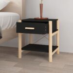 Tables de chevet 2 pcs Noir 42x38x45 cm Bois d’ingénierie – Image 2