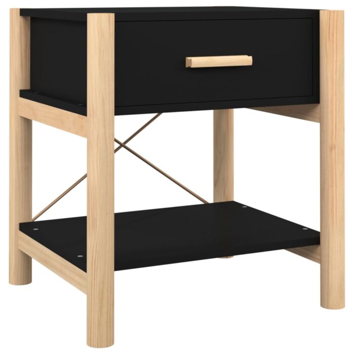 Tables de chevet 2 pcs Noir 42x38x45 cm Bois d’ingénierie – Image 3