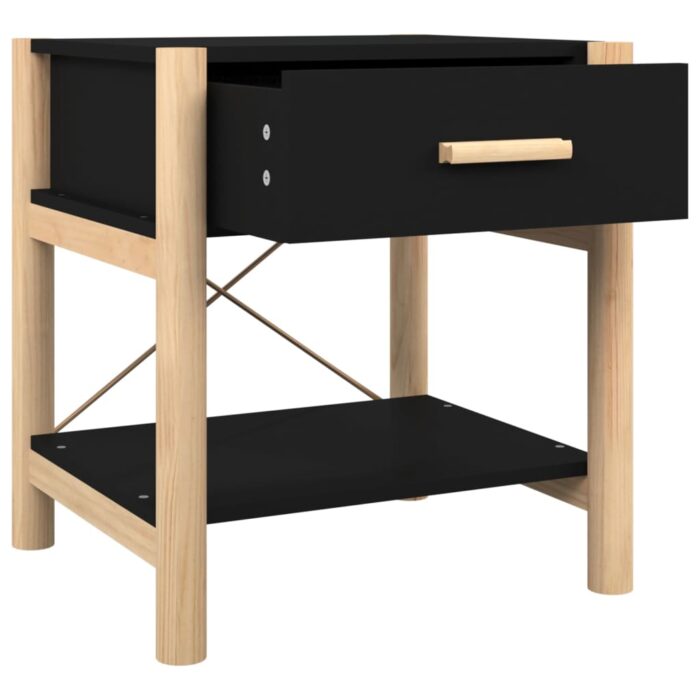 Tables de chevet 2 pcs Noir 42x38x45 cm Bois d’ingénierie – Image 6