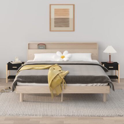 Tables de chevet 2 pcs Noir 42x38x45 cm Bois d’ingénierie