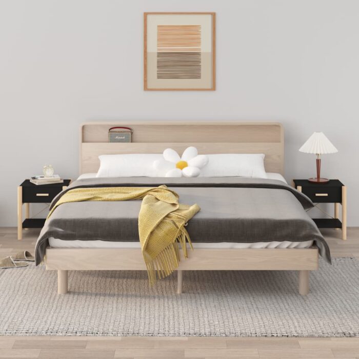 Tables de chevet 2 pcs Noir 42x38x45 cm Bois d’ingénierie – Image 1