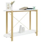 Table console Blanc 110x38x75 cm Bois d'ingénierie – Image 2