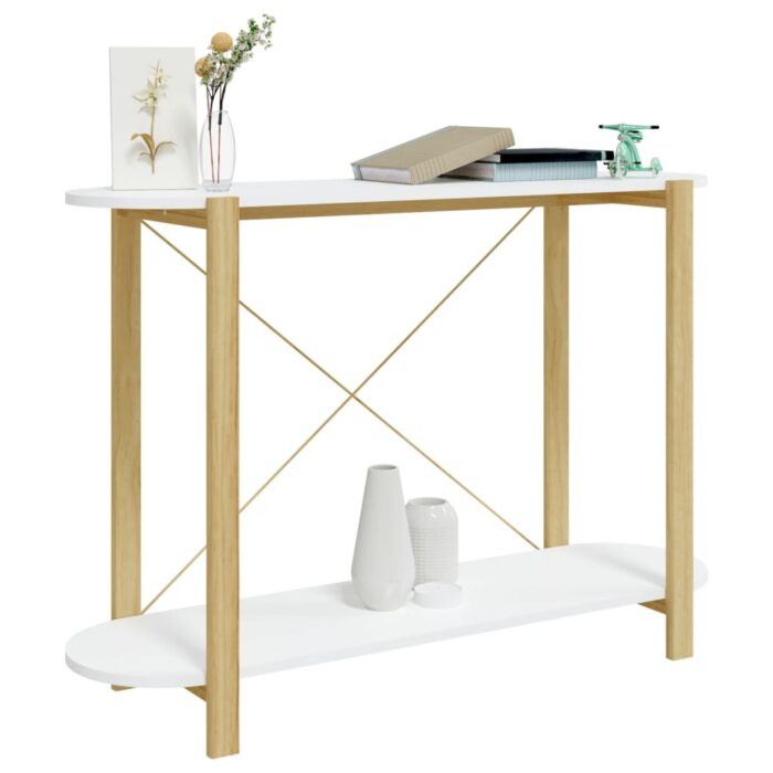 Table console Blanc 110x38x75 cm Bois d'ingénierie – Image 2