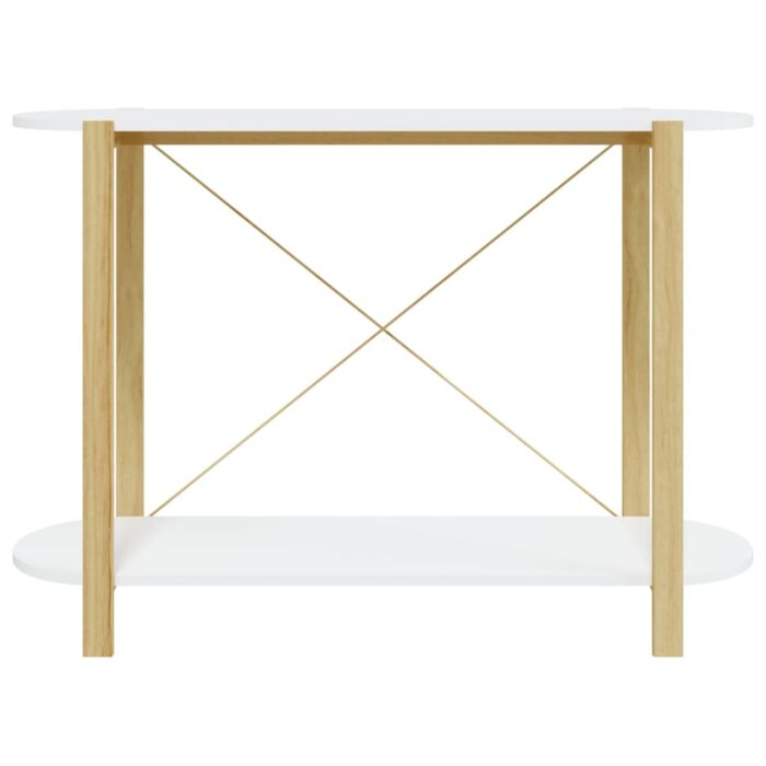 Table console Blanc 110x38x75 cm Bois d'ingénierie – Image 3