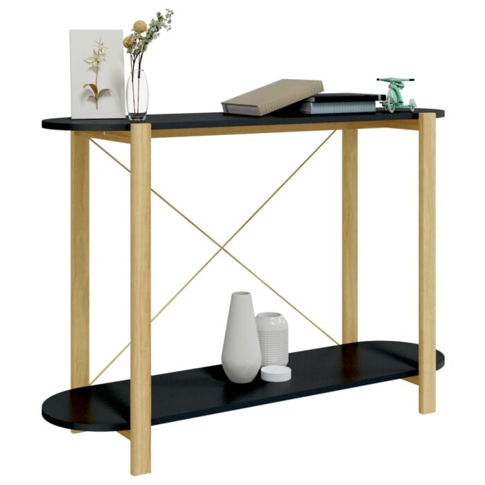 Table console Noir 110x38x75 cm Bois d'ingénierie – Image 2