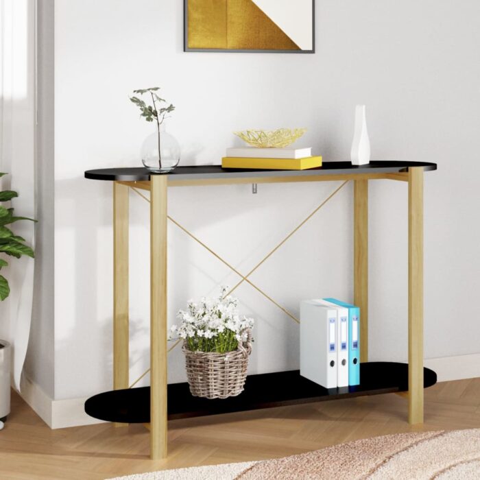 Table console Noir 110x38x75 cm Bois d'ingénierie – Image 1