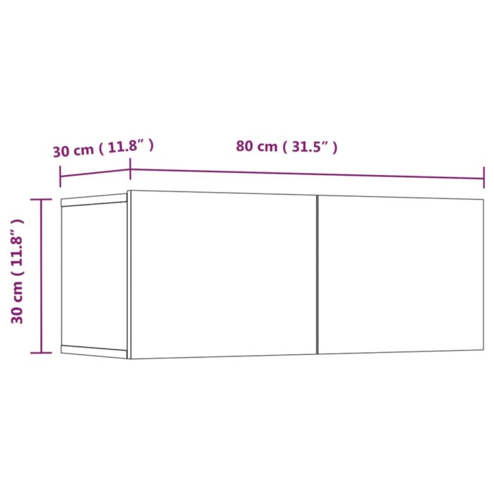 Meubles TV 4 pcs Noir 80x30x30 cm Bois d'ingénierie – Image 10