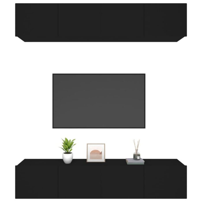 Meubles TV 4 pcs Noir 80x30x30 cm Bois d'ingénierie – Image 2