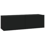 Meubles TV muraux 4 pcs Noir 100x30x30 cm – Image 2