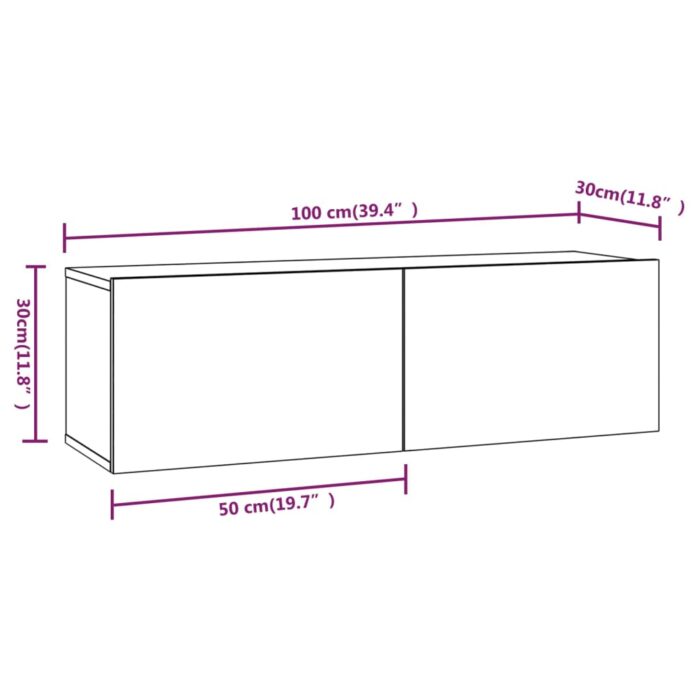 Meubles TV muraux 4 pcs Noir 100x30x30 cm – Image 6