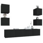 Ensemble de meubles TV 6 pcs Noir Bois d'ingénierie – Image 2