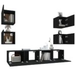Ensemble de meubles TV 6 pcs Noir Bois d'ingénierie – Image 3