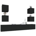 Ensemble de meubles TV 6 pcs Noir Bois d'ingénierie – Image 2
