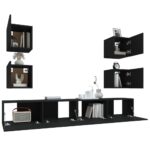 Ensemble de meubles TV 6 pcs Noir Bois d'ingénierie – Image 3