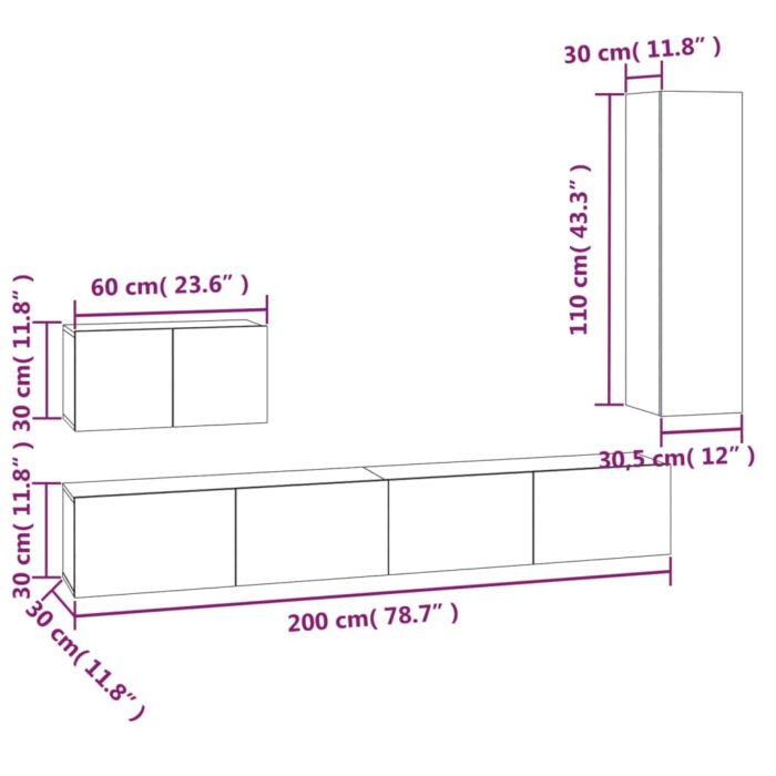 Ensemble de meubles TV 4 pcs Chêne sonoma Bois d'ingénierie – Image 10