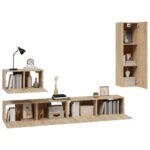 Ensemble de meubles TV 4 pcs Chêne sonoma Bois d'ingénierie – Image 2