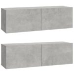 Ensemble de meubles TV 4 pcs Gris béton Bois d'ingénierie – Image 3