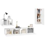 Ensemble de meubles TV 4 pcs Blanc Bois d'ingénierie – Image 2