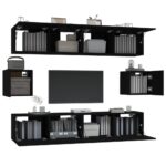 Ensemble de meubles TV 6 pcs Noir Bois d'ingénierie – Image 2