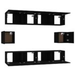 Ensemble de meubles TV 6 pcs Noir Bois d'ingénierie – Image 3