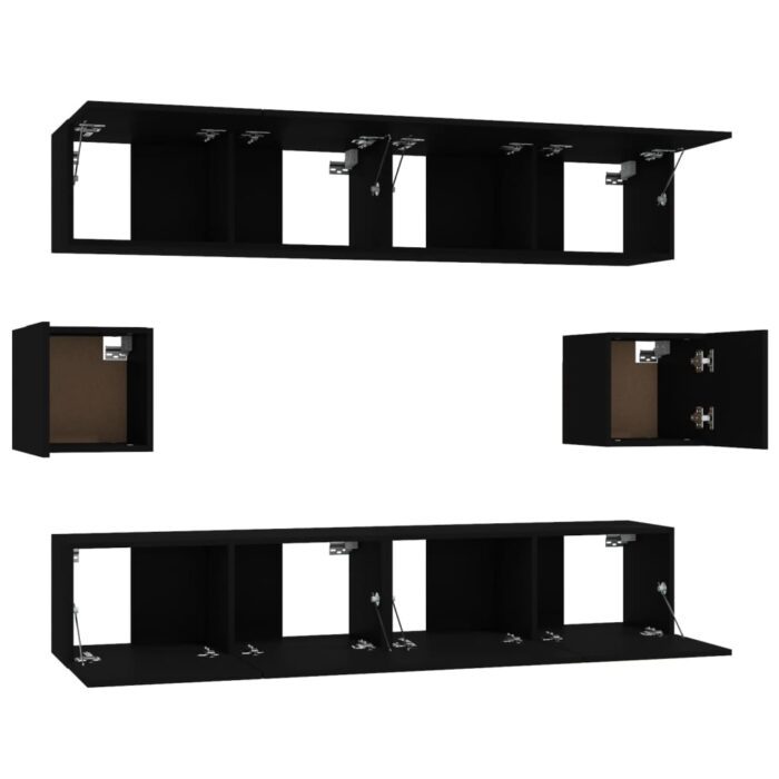 Ensemble de meubles TV 6 pcs Noir Bois d'ingénierie – Image 3