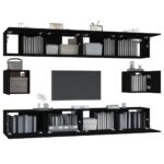Ensemble de meubles TV 6 pcs Noir Bois d'ingénierie – Image 2
