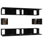 Ensemble de meubles TV 6 pcs Noir Bois d'ingénierie – Image 3
