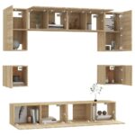Ensemble de meubles TV 8 pcs Chêne sonoma Bois d'ingénierie – Image 2
