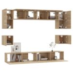 Ensemble de meubles TV 8 pcs Chêne sonoma Bois d'ingénierie – Image 2