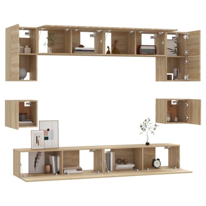 Ensemble de meubles TV 8 pcs Chêne sonoma Bois d'ingénierie – Image 2