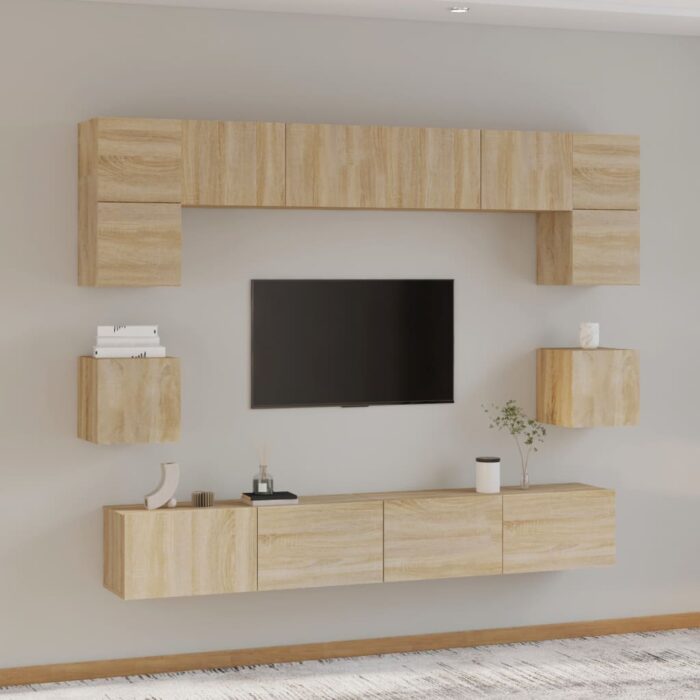 Ensemble de meubles TV 8 pcs Chêne sonoma Bois d'ingénierie – Image 1