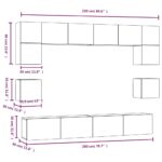 Ensemble de meubles TV 8 pcs Gris béton Bois d'ingénierie – Image 9