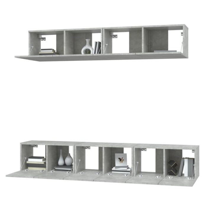 Ensemble de meubles TV 5 pcs Gris béton Bois d'ingénierie – Image 2