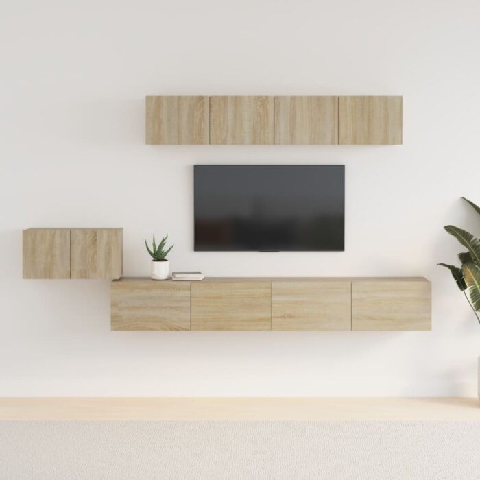 Ensemble de meubles TV 5 pcs Chêne sonoma Bois d'ingénierie – Image 1