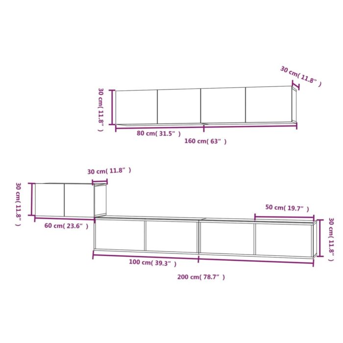 Ensemble de meubles TV 5 pcs Gris béton Bois d'ingénierie – Image 11