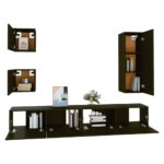 Ensemble de meubles TV 5 pcs Noir Bois d'ingénierie – Image 2