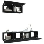 Ensemble de meubles TV 3 pcs Noir Bois d'ingénierie – Image 2