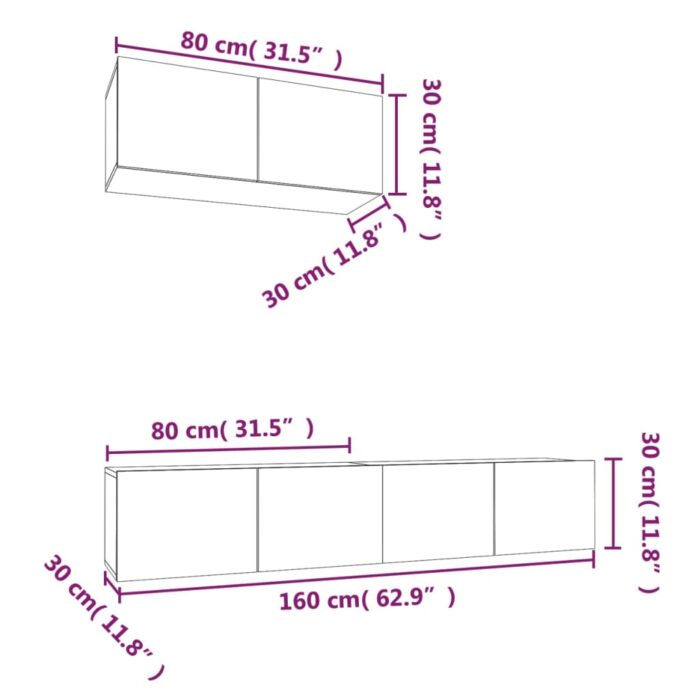 Ensemble de meubles TV 3 pcs Noir Bois d'ingénierie – Image 5