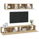 Ensemble de meubles TV 4 pcs Chêne sonoma Bois d'ingénierie – Image 5